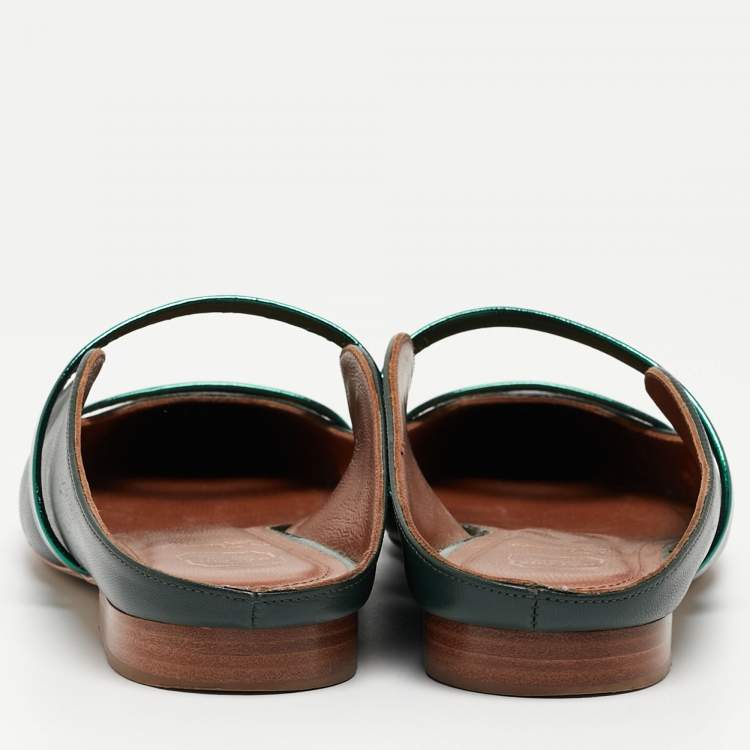 Pre Owned Malone Souliers Green Leather  Maureen Flats Size 37