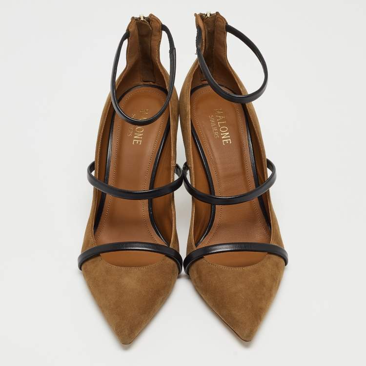Pre Owned Malone Souliers Brown Suede and Leather Robyn Pumps Size 39