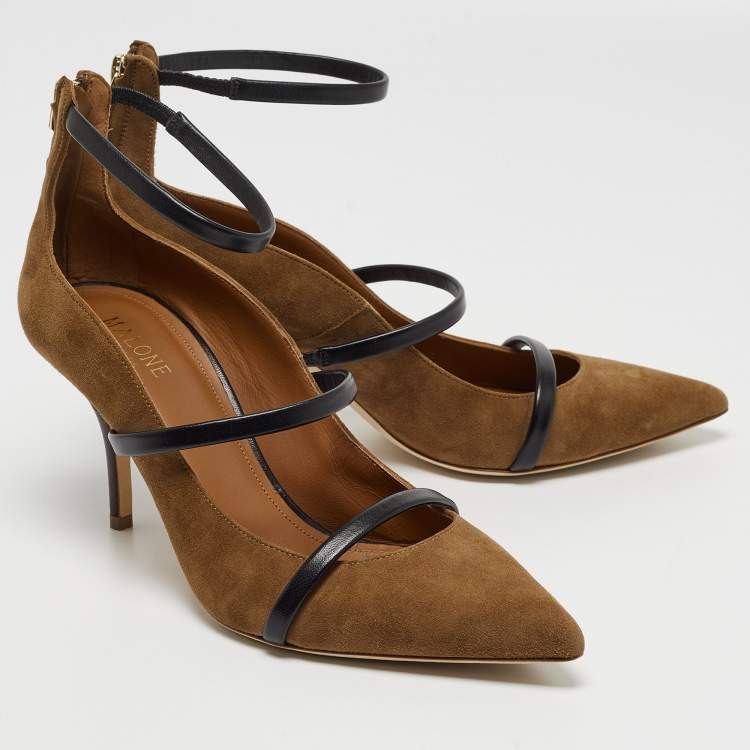 Pre Owned Malone Souliers Brown Suede and Leather Robyn Pumps Size 39