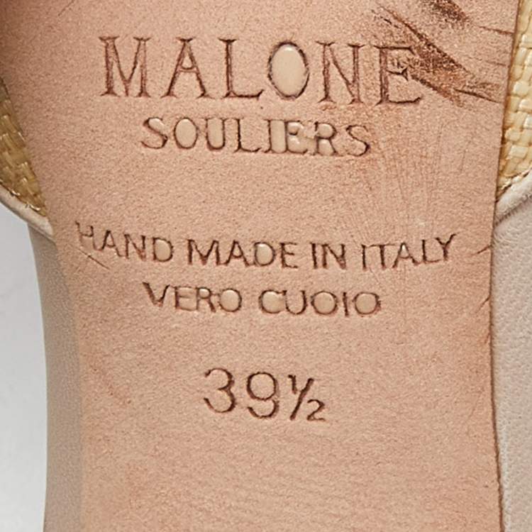 مملوكة مسبقًا Malone Souliers Cream/Beige Woven Raffia and Leather Imogen Mule Sandals Size 39.5