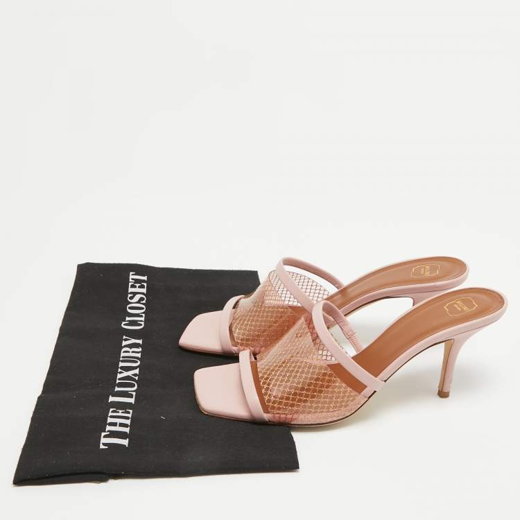 Pre Owned Malone Souliers Pink Leather Laney Slide Sandals Size 38
