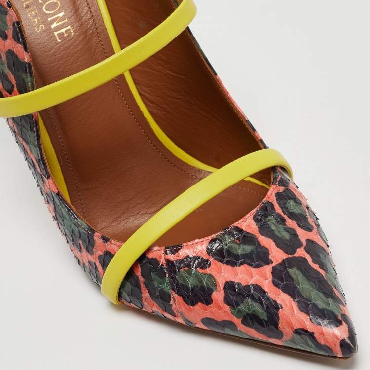 Pre Owned Malone Souliers Multicolor Leopard Print Python and Leather Maureen Mules Size 39
