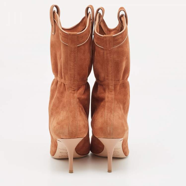 مملوكة مسبقًا Malone Souliers Brown Suede Daisy Luwolt Cowboy Boots Size 41