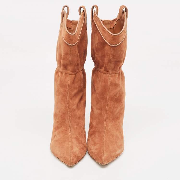 مملوكة مسبقًا Malone Souliers Brown Suede Daisy Luwolt Cowboy Boots Size 41
