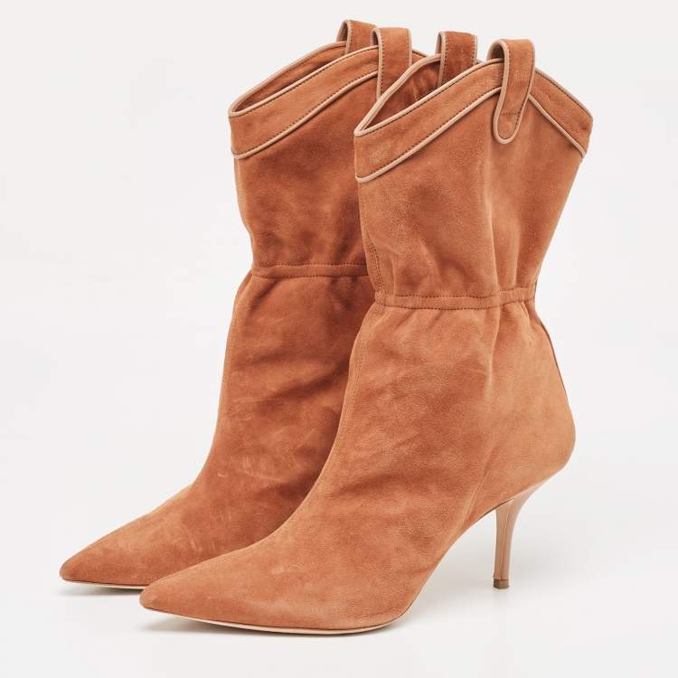مملوكة مسبقًا Malone Souliers Brown Suede Daisy Luwolt Cowboy Boots Size 41