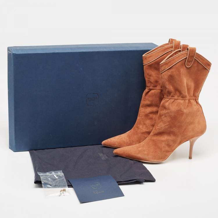 مملوكة مسبقًا Malone Souliers Brown Suede Daisy Luwolt Cowboy Boots Size 41