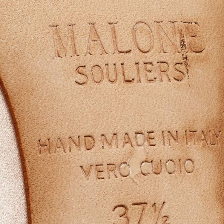 Pre Owned Malone Souliers Pink Satin Pearl Embellished Zia Pumps Size 37.5