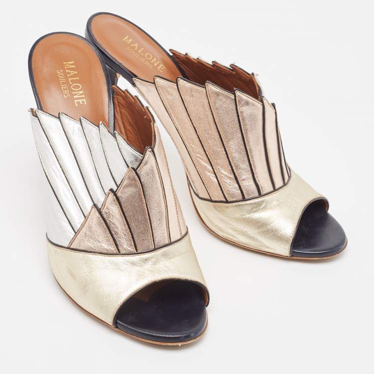 Pre Owned Malone Souliers Multicolor Leather Open Toe Mules Size 40