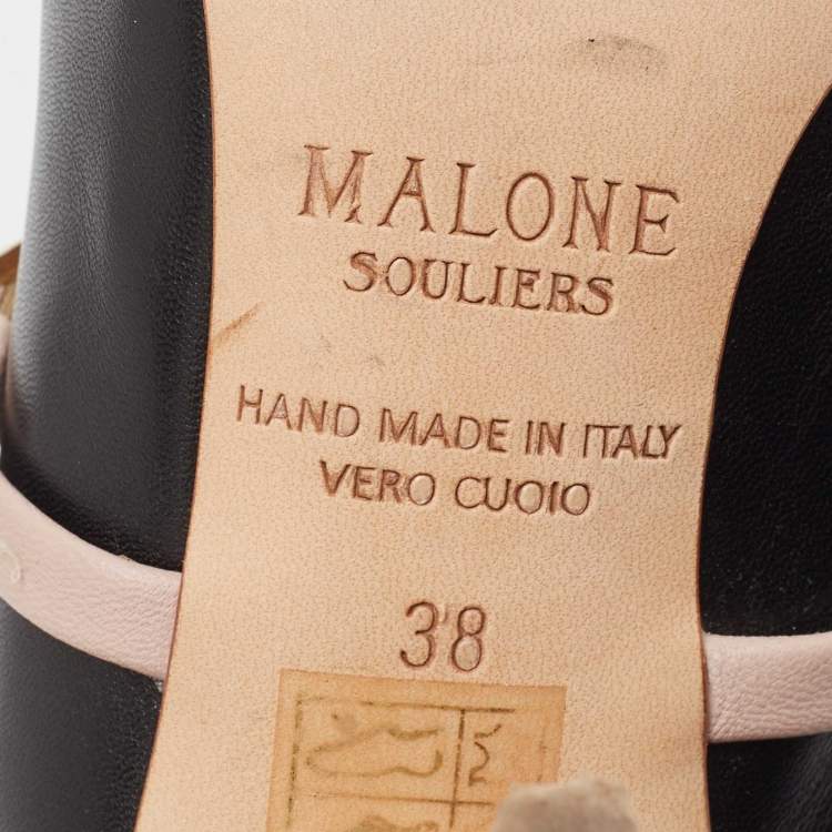 Pre Owned Malone Souliers Black/Pink Leather Maureen Mules Size 38