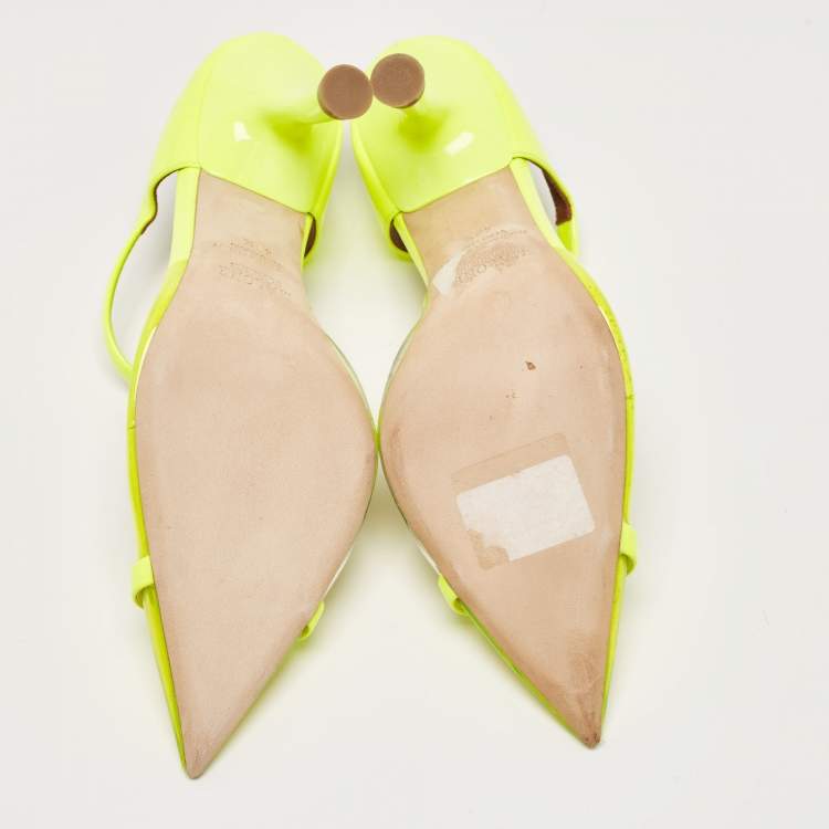 Pre Owned Malone Souliers Neon Yellow Iona Heel Mules Size 40.5