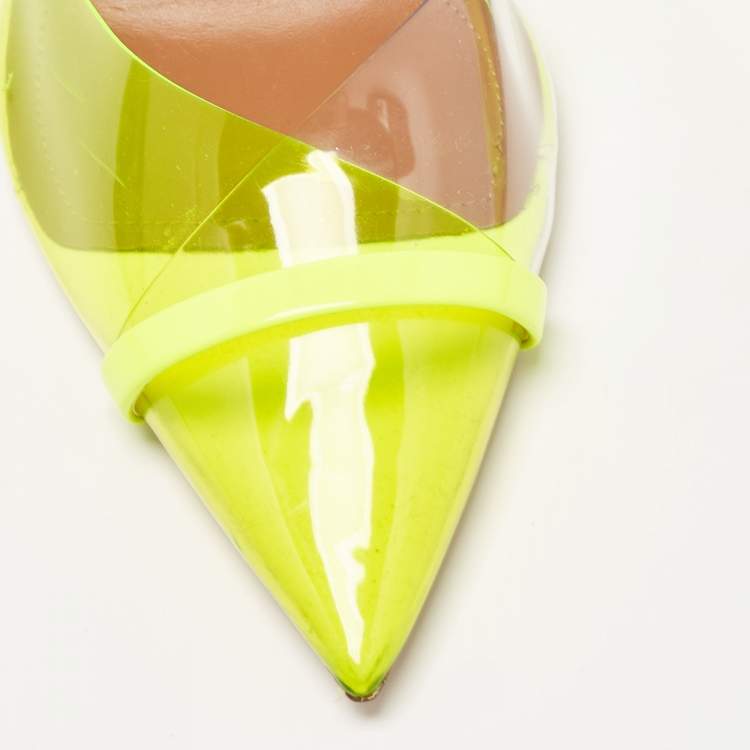 Pre Owned Malone Souliers Neon Yellow Iona Heel Mules Size 40.5