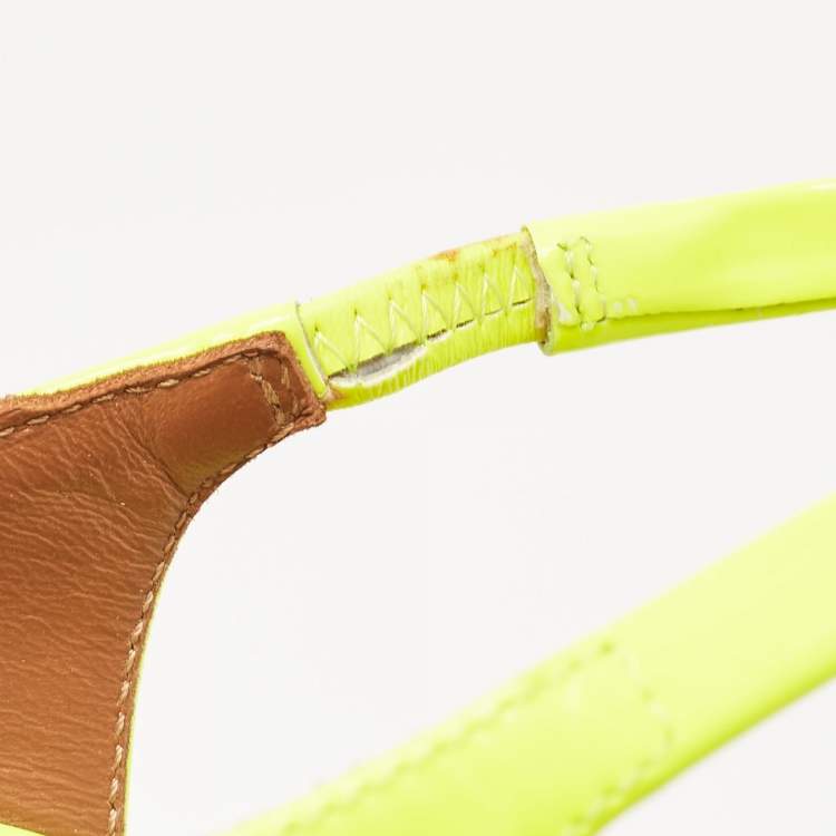 Pre Owned Malone Souliers Neon Yellow Iona Heel Mules Size 40.5