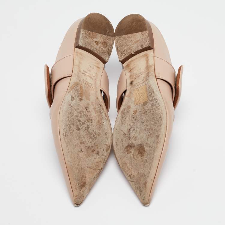 مملوكة مسبقًا Malone Souliers Beige Leather Helene Mules Size 39 