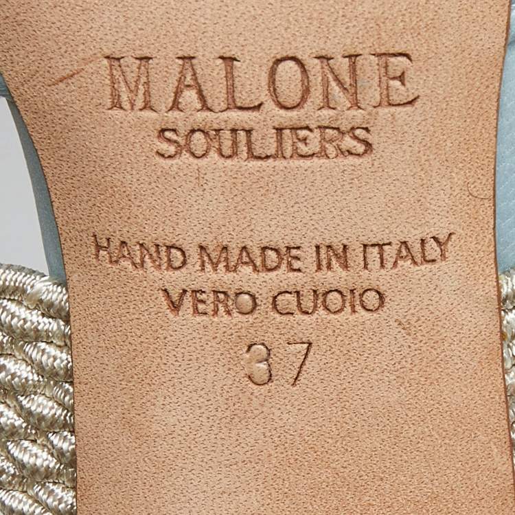 Pre Owned Malone Souliers Blue Perforated Leather Maisie Mules Size 37