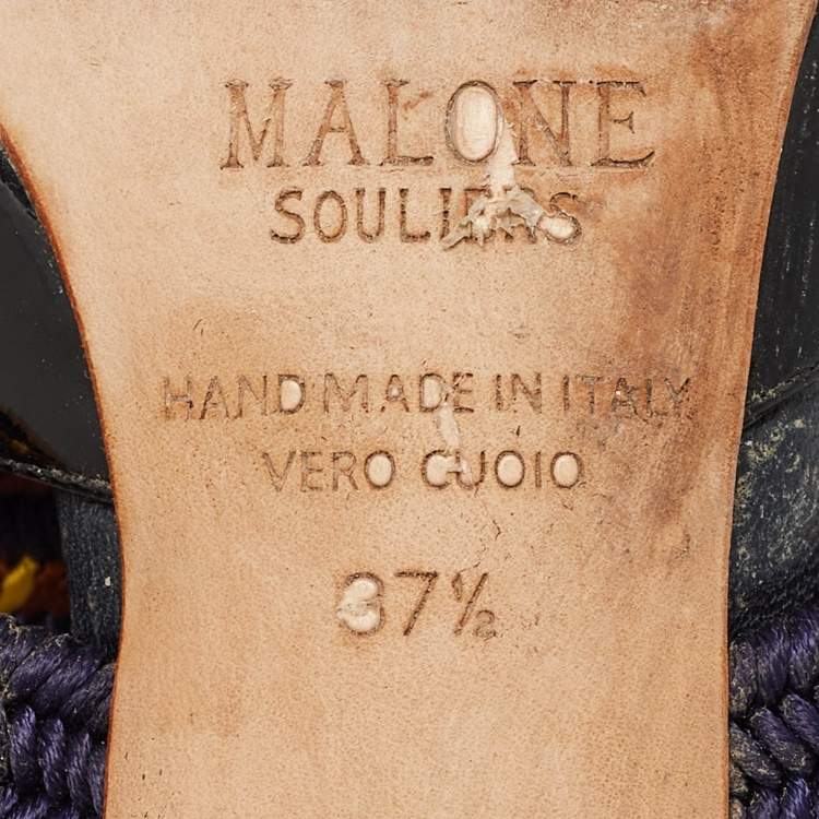 Pre Owned Malone Souliers Black Patent Maisie Sandals Size 37.5