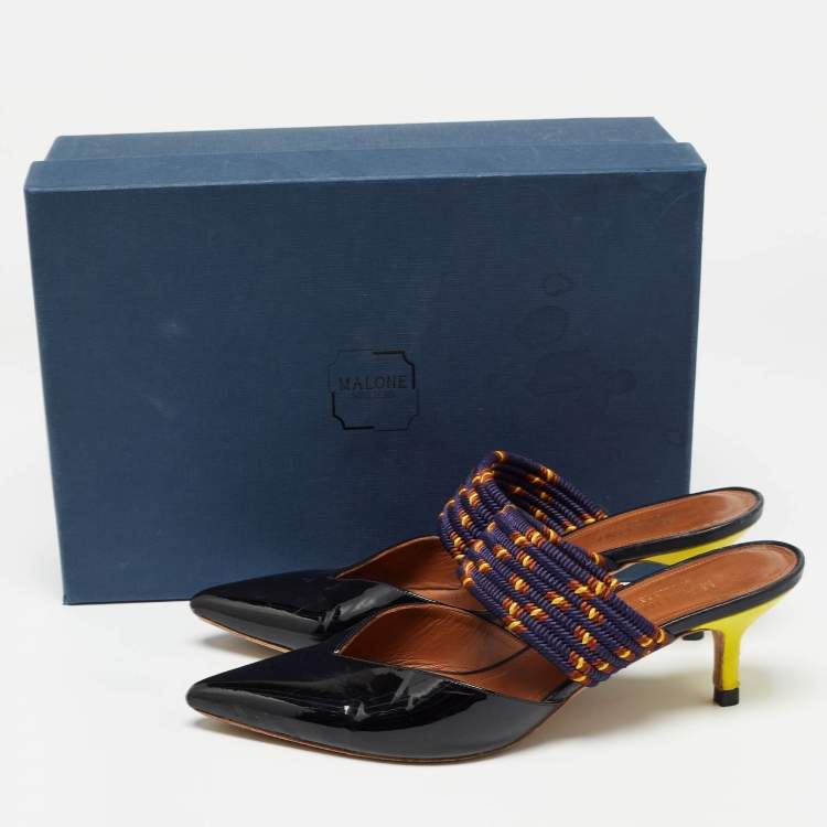 Pre Owned Malone Souliers Black Patent Maisie Sandals Size 37.5