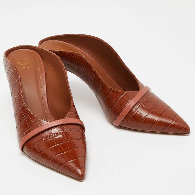 Pre Owned Malone Souliers Brown Croc Embossed Leather Maureen Pumps Size 41