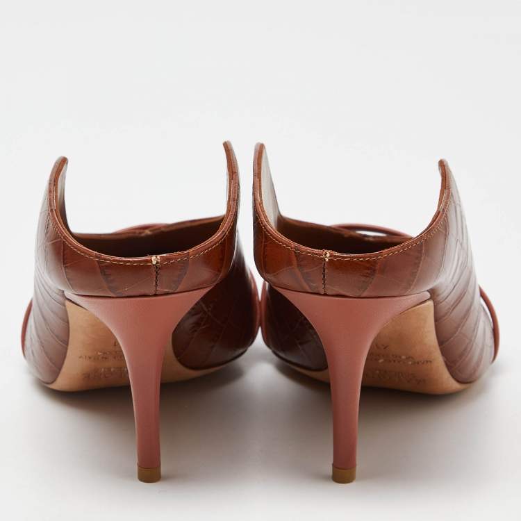 Pre Owned Malone Souliers Brown Croc Embossed Leather Maureen Pumps Size 41