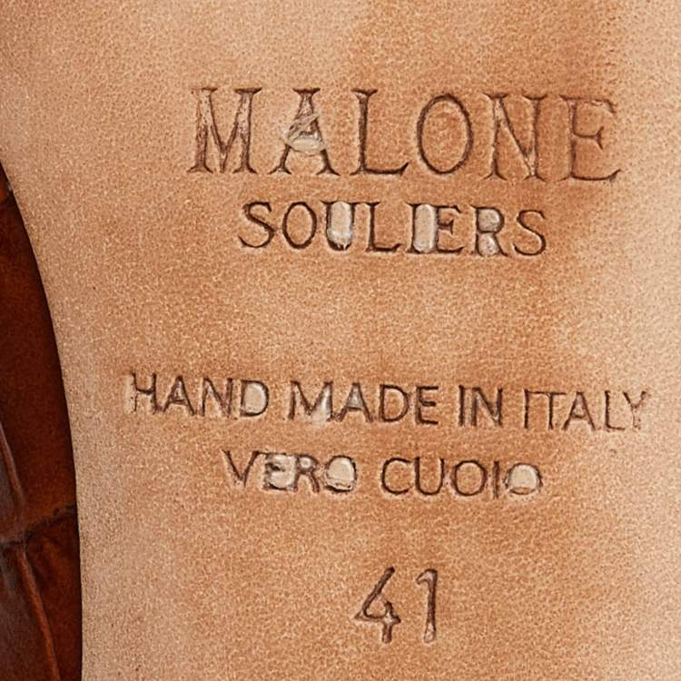 Pre Owned Malone Souliers Brown Croc Embossed Leather Maureen Pumps Size 41