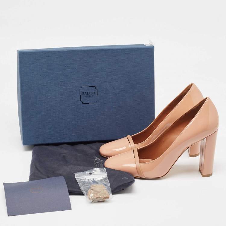 Pre Owned Malone Souliers Beige Patent Lorena Pumps Size 37.5