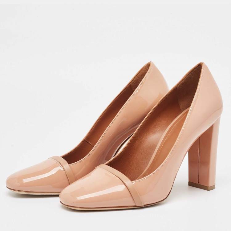 Pre Owned Malone Souliers Beige Patent Lorena Pumps Size 37.5