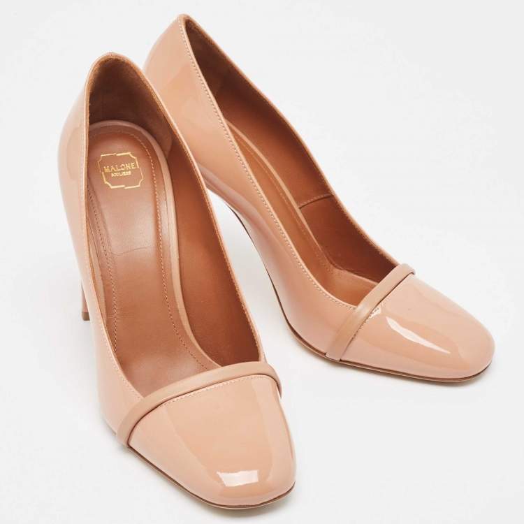 Pre Owned Malone Souliers Beige Patent Lorena Pumps Size 37.5