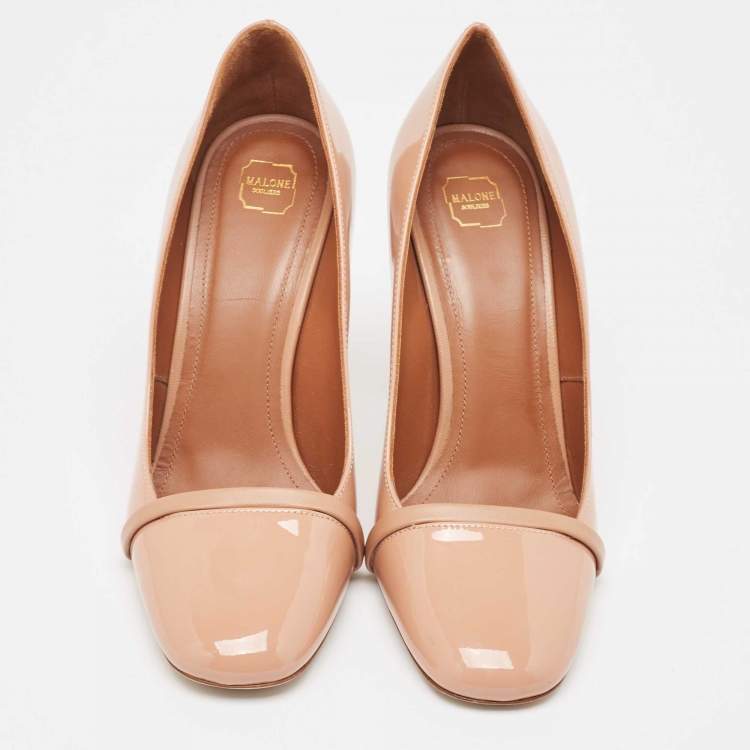 Pre Owned Malone Souliers Beige Patent Lorena Pumps Size 37.5