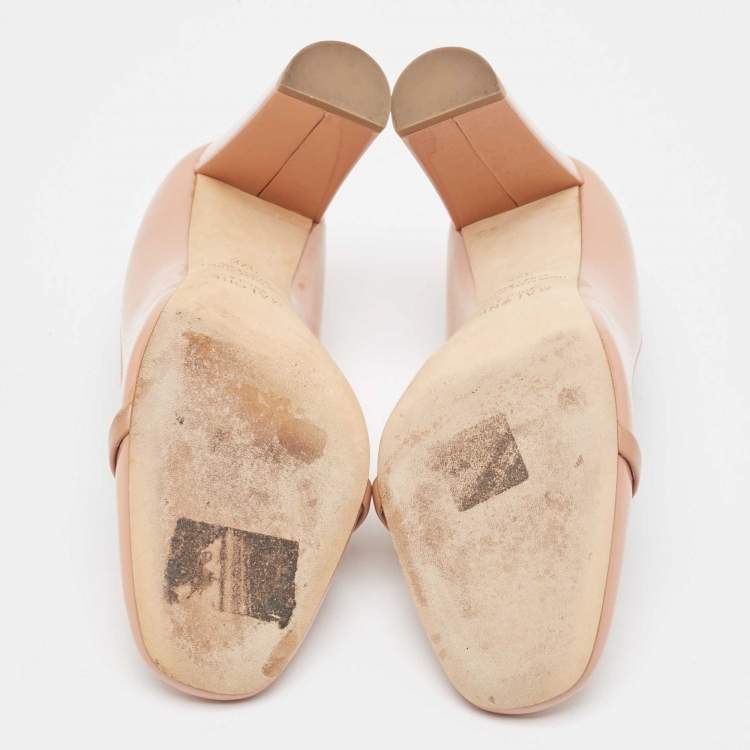 Pre Owned Malone Souliers Beige Patent Lorena Pumps Size 37.5