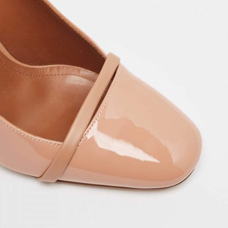Pre Owned Malone Souliers Beige Patent Lorena Pumps Size 37.5