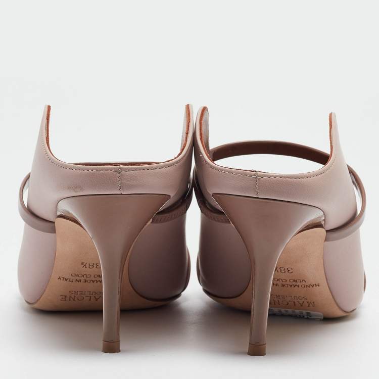 Pre Owned Malone Souliers Dusty Pink Leather Maureen Mules Size 38.5