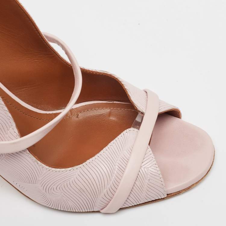 Pre Owned Malone Souliers Beige Leather Norah Slide Sandals Size 38.5