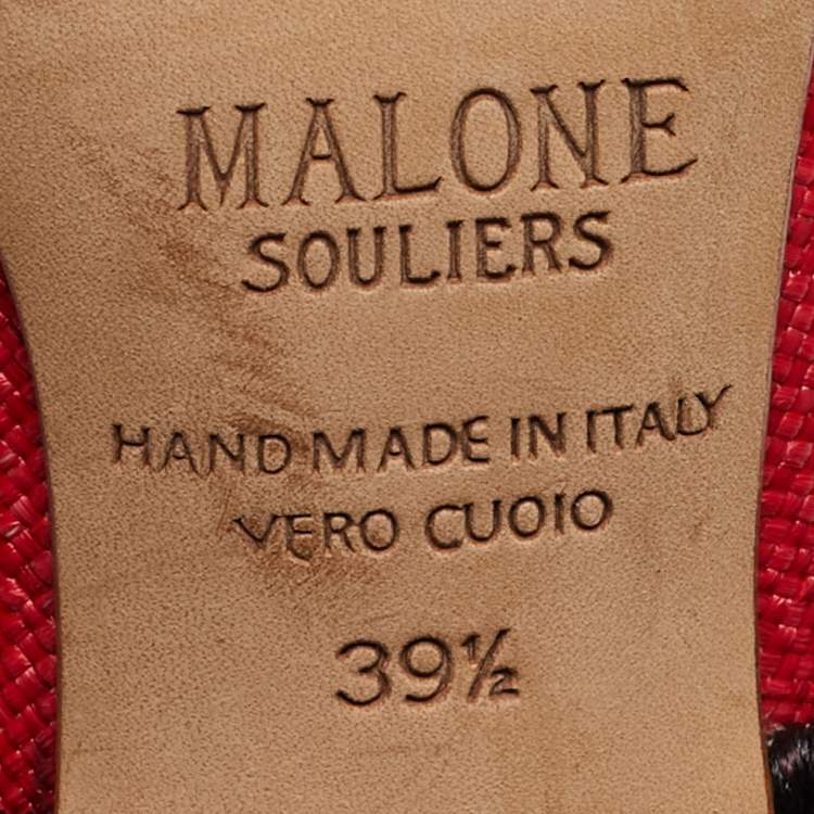Pre Owned Malone Souliers Red Raffia Mannie Pumps Size 39.5
