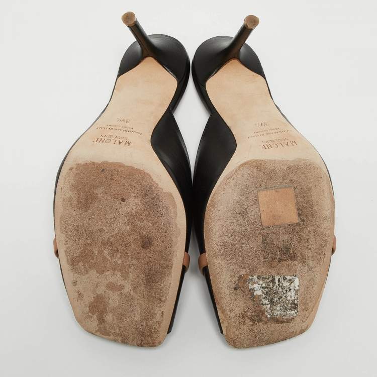 مملوكة مسبقًا Malone Souliers Black Leather Lucia Mules Size 39.5
