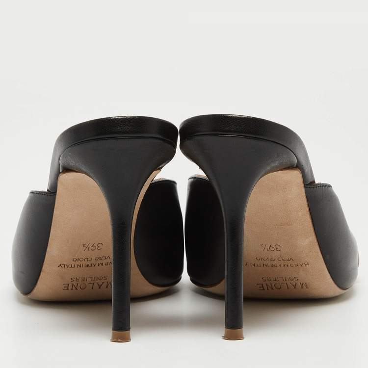 مملوكة مسبقًا Malone Souliers Black Leather Lucia Mules Size 39.5