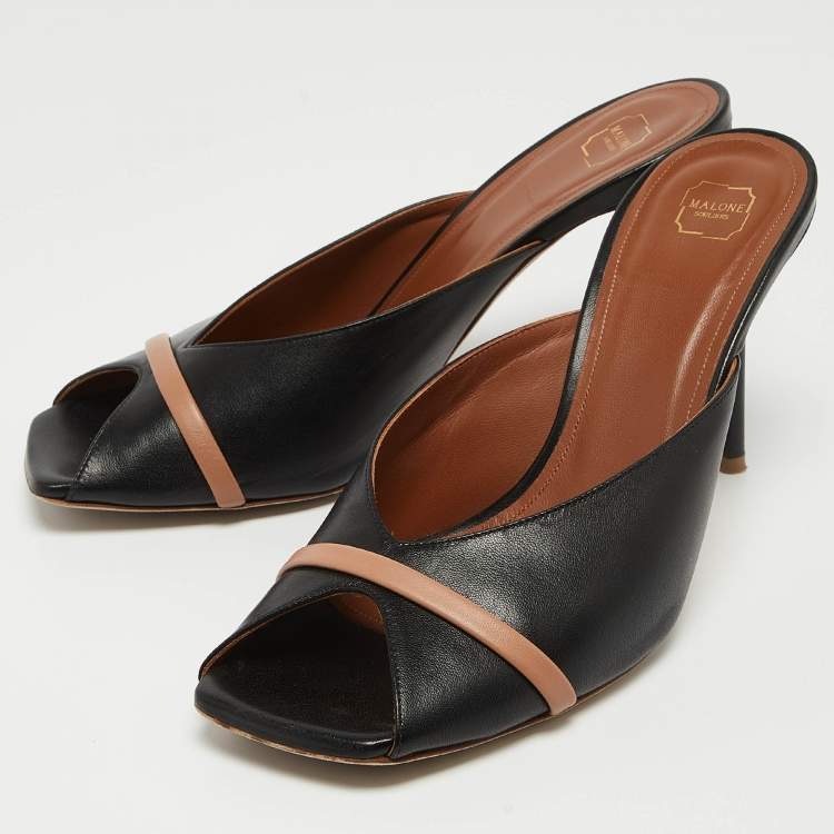 مملوكة مسبقًا Malone Souliers Black Leather Lucia Mules Size 39.5