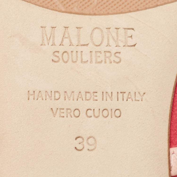 Pre Owned Malone Souliers Pink Suede and Leather Maureen Flat Mules Size 39
