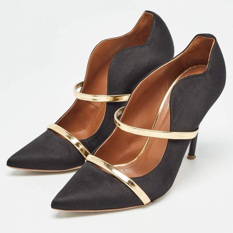 Pre Owned Malone Souliers Black Satin Maureen Pumps Size 39