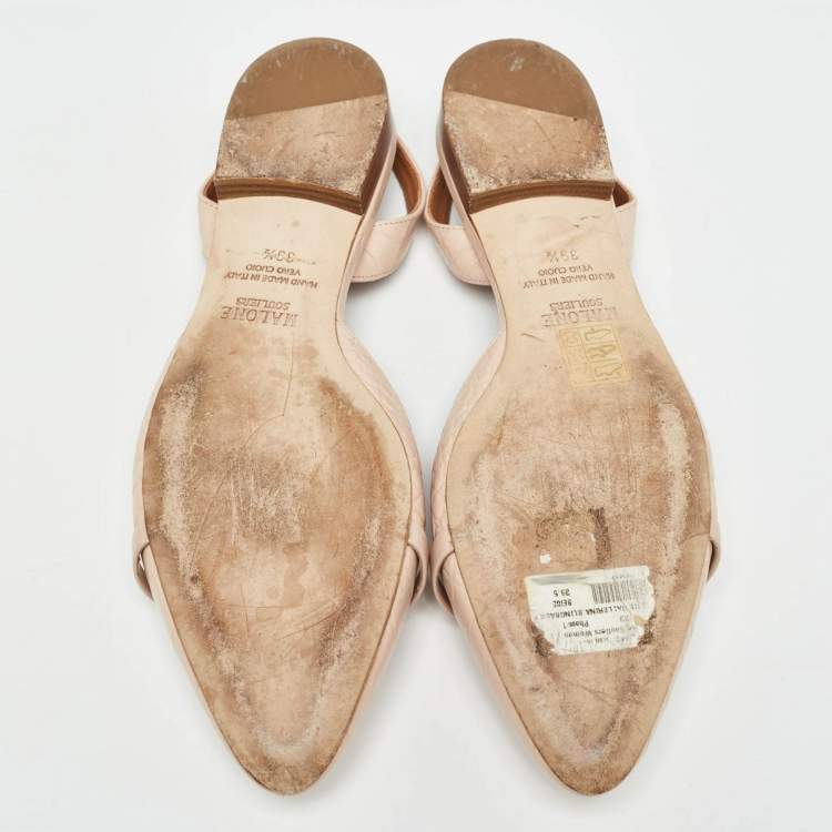 Pre Owned Malone Souliers Slight Pink Croc Embossed Leather Elsie Ballerina Flats Size 39.5