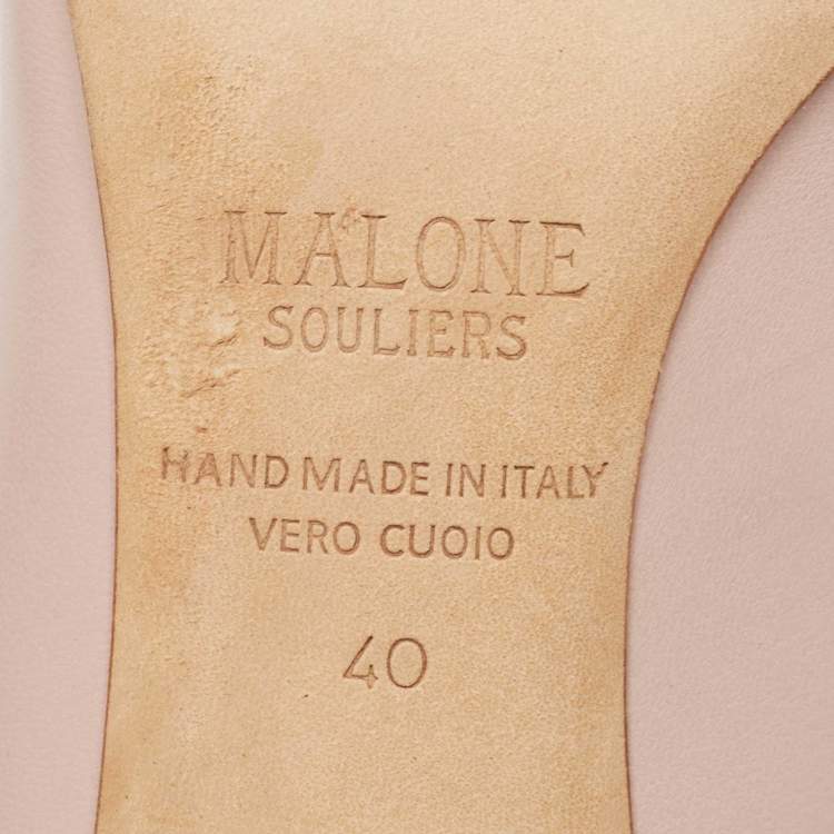 Pre Owned Malone Souliers Beige Leather Constance Mules Size 40
