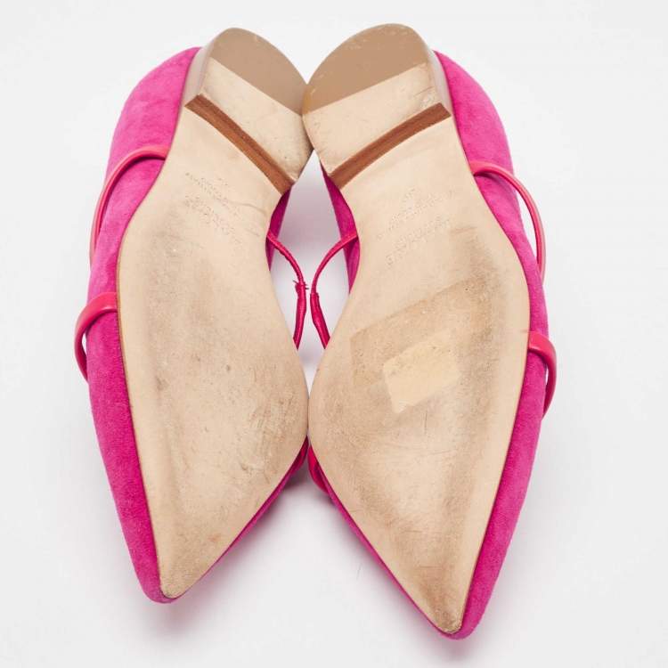Pre Owned Malone Souliers Fuchsia/Red Suede Maureen Ballet Flats Size 39