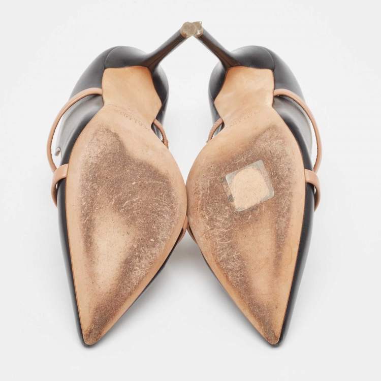 Pre Owned Malone Souliers Black/Pink Leather Maureen Mules Size 37