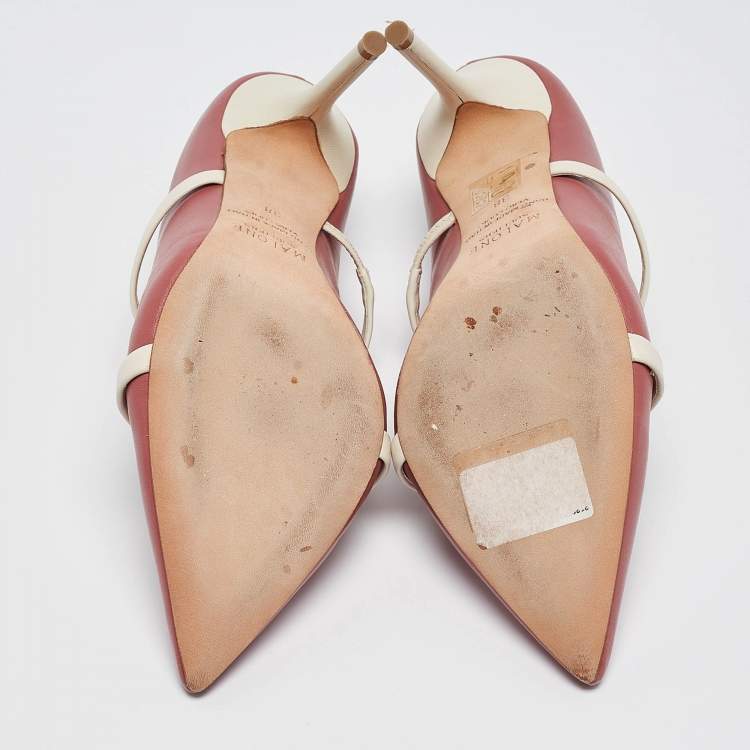 مملوكة �مسبقًا Malone Souliers Pink/White Leather Maureen Mules Size 38