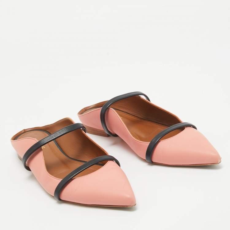 Pre Owned Malone Souliers Pink Leather Maureen Flat Mules Size 37