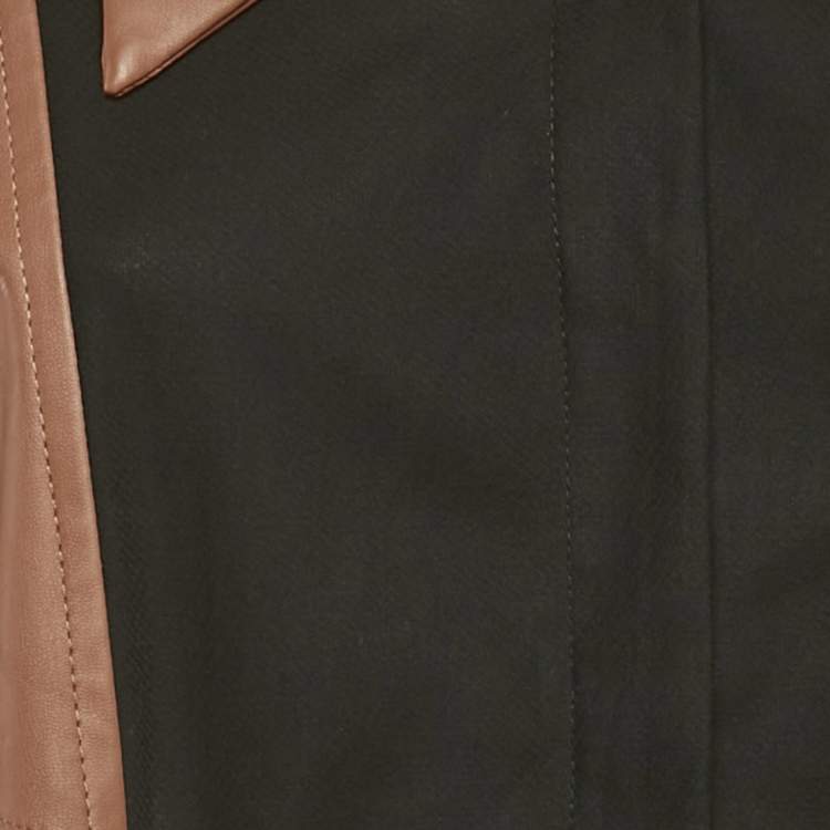 Pre Owned Mamzi Black /Brown Cotton & Leather Cut Out Shirt L