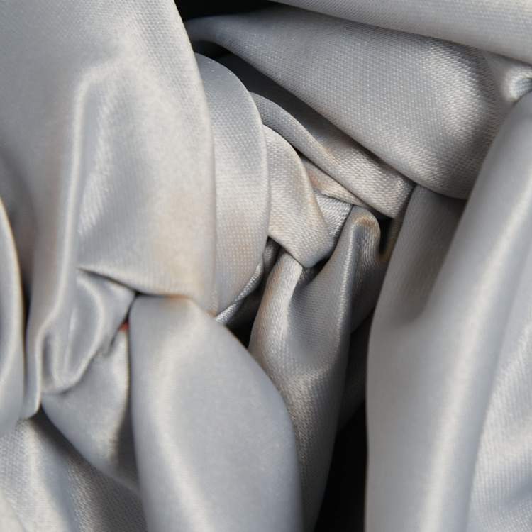 مملوكة مسبقًا Manel Silver Grey Embellished Satin Off-Shoulder Baroque Rania Dress S