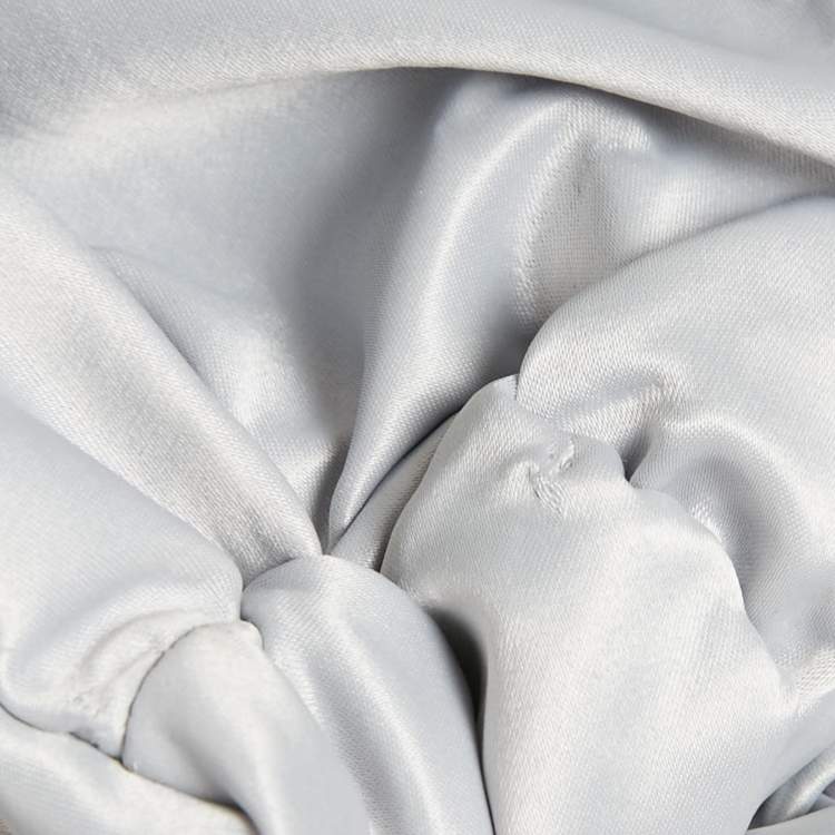 مملوكة مسبقًا Manel Silver Grey Embellished Satin Off-Shoulder Baroque Rania Dress S