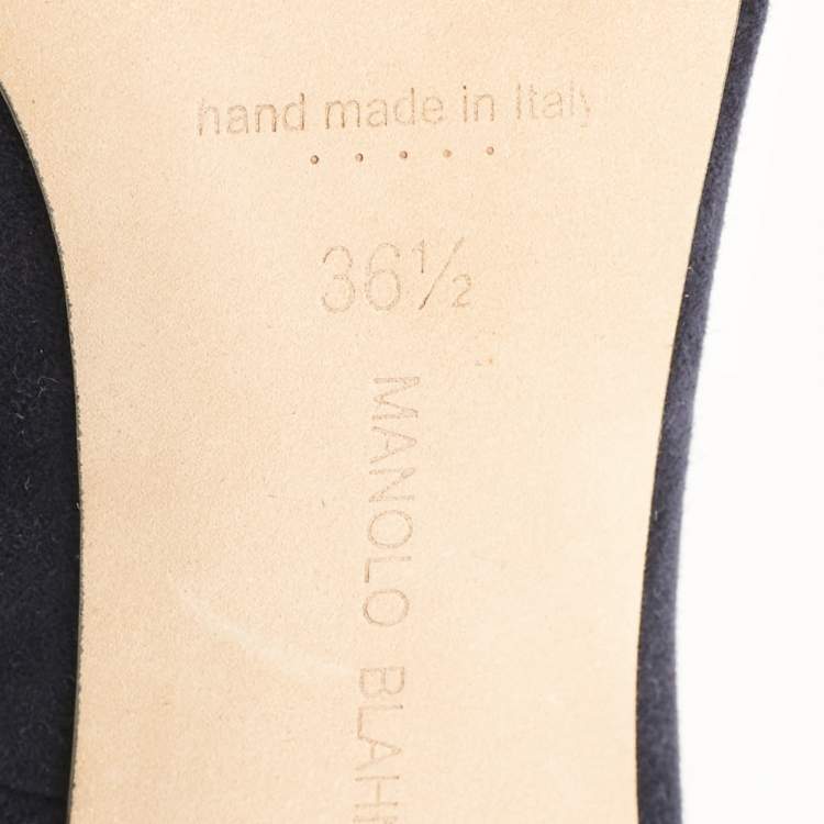 Pre Owned Manolo Blahnik Navy Blue Suede BB Pumps Size 36.5