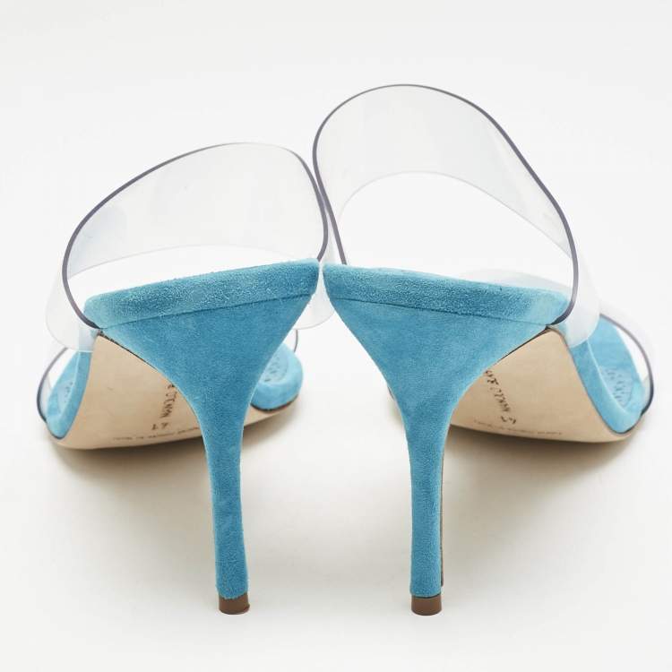 Pre Owned Manolo Blahnik Transparent PVC Scolto Slide Sandals Size 41