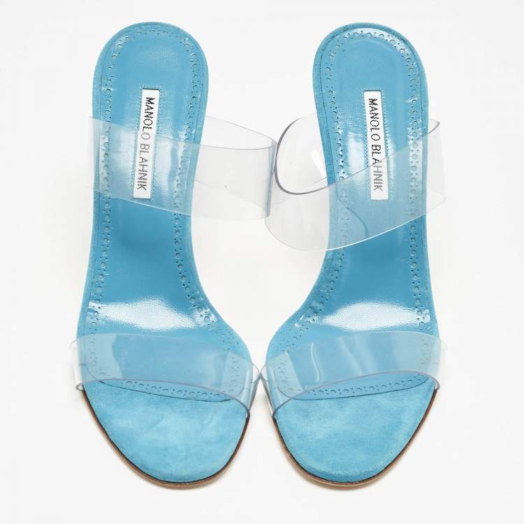 Pre Owned Manolo Blahnik Transparent PVC Scolto Slide Sandals Size 41