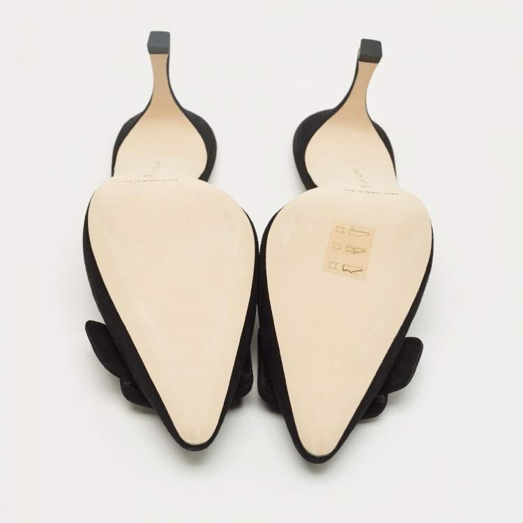 Pre Owned Manolo Blahnik Black Suede Maysale Mules Size 38